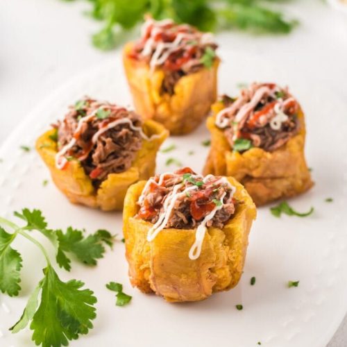 Tostones rellenos de jamón