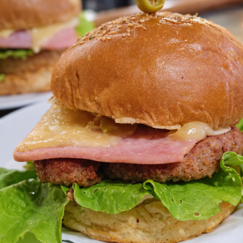Hamburguesa con jamón y queso